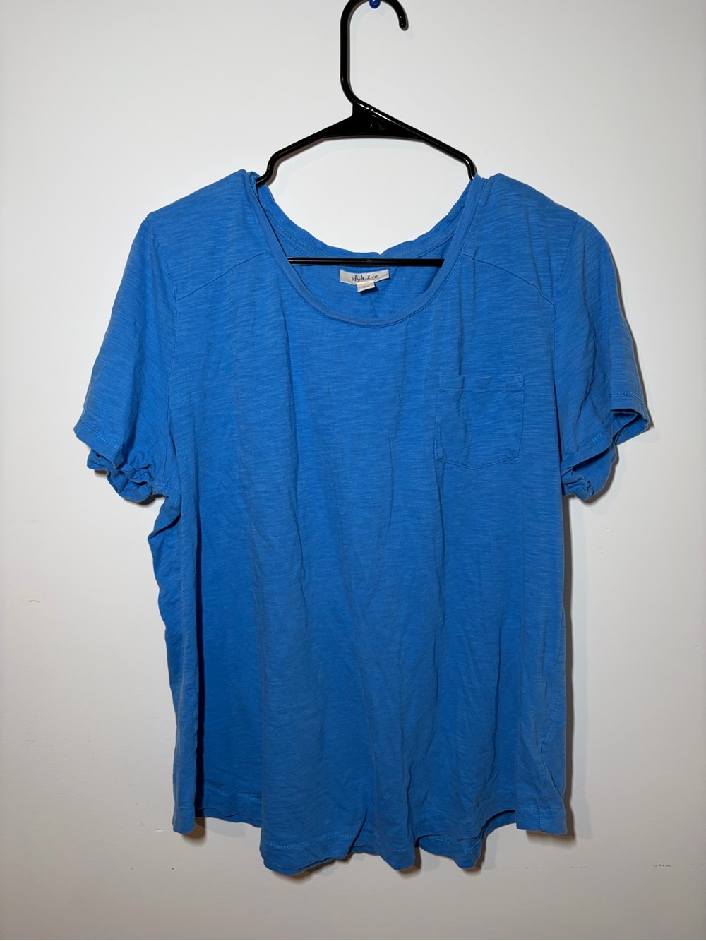 Style & Co. Short Sleeve Crewneck Pocket Tee in Bright Blue